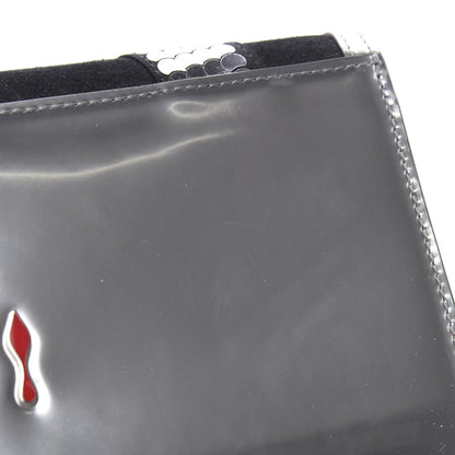 Christian Louboutin Calfskin Patent Suede Sequin Paloma Disco Ribbon Clutch Silver Black 11 of 11