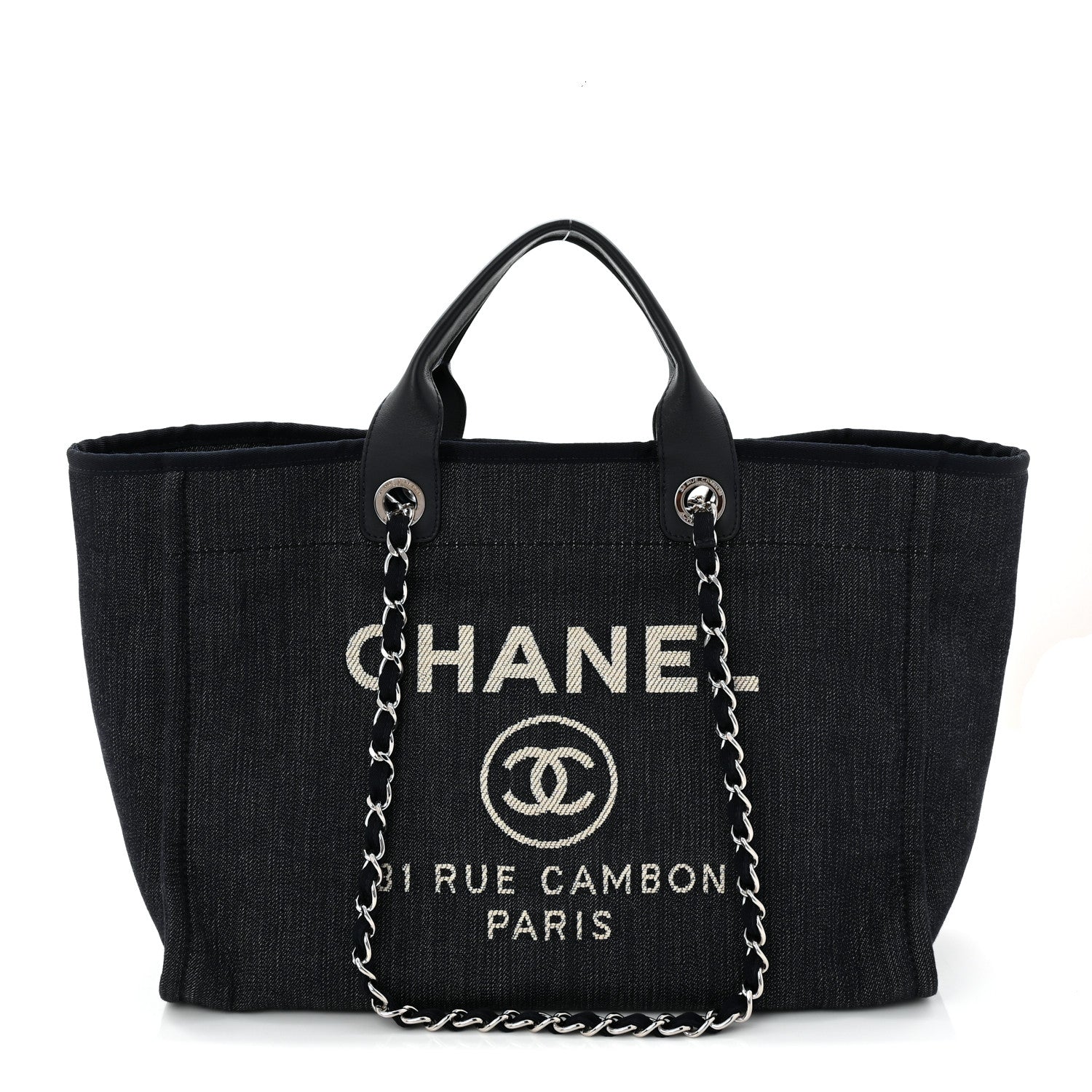Chanel Denim Medium Deauville Tote Dark Blue 1 of 10