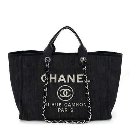 Chanel Denim Medium Deauville Tote Dark Blue 1 of 10