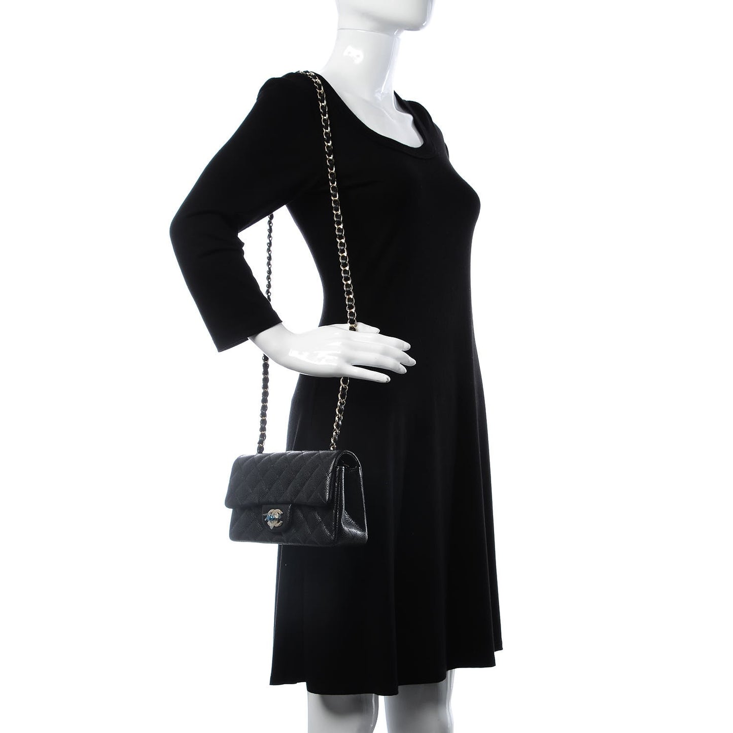 Caviar Quilted Mini Rectangular Flap Black