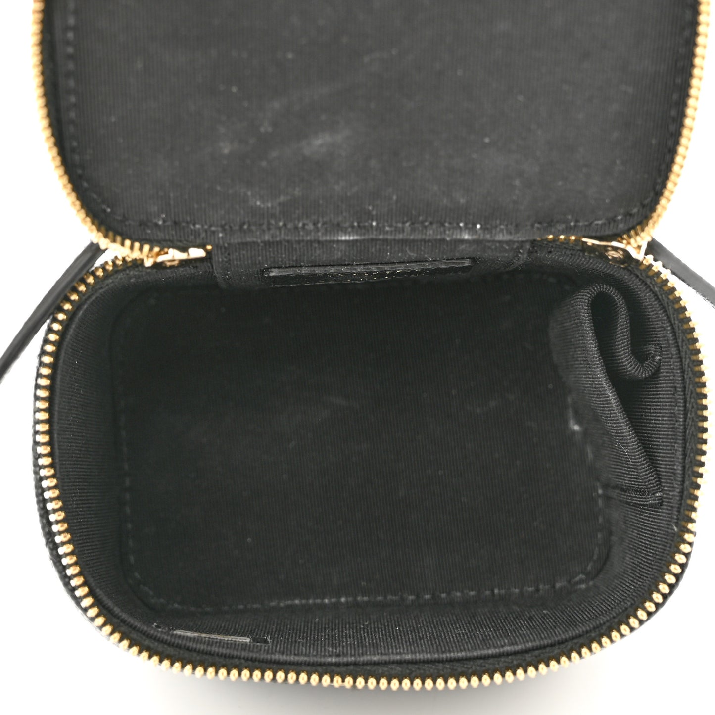 Caviar Quilted Mini Pearl On Top Vanity Case With Chain Black