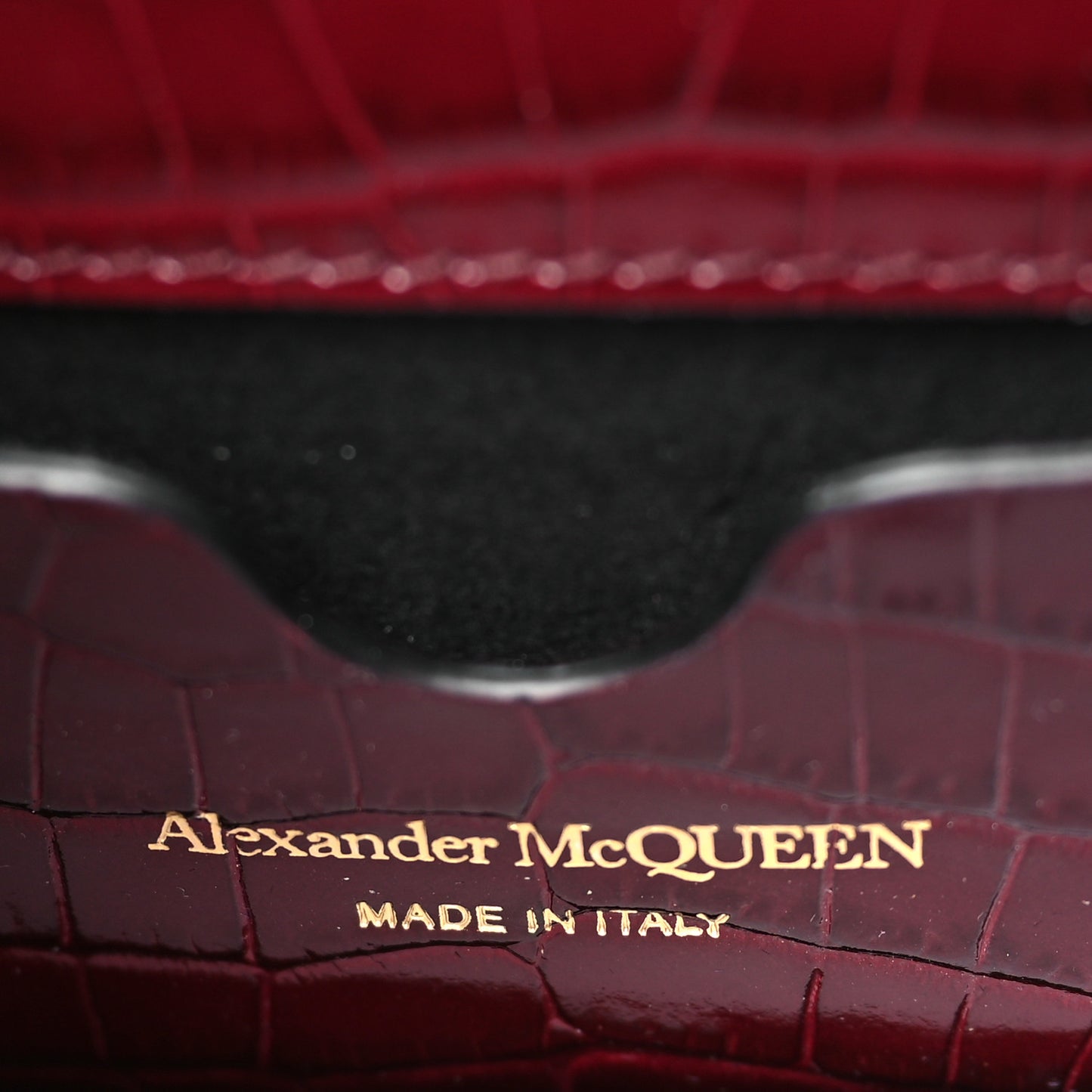 Shiny Crocodile Embossed Jeweled Satchel Madder