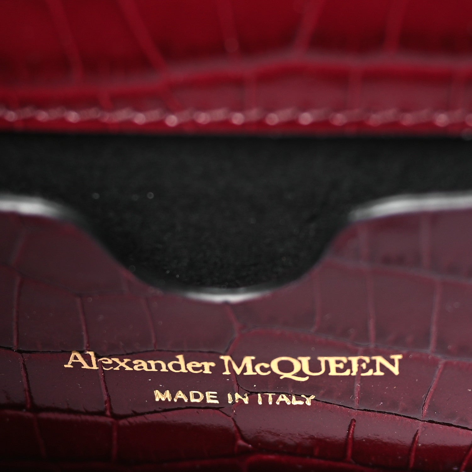 Alexander McQueen Shiny Crocodile Embossed Jeweled Satchel Madder 6 of 10