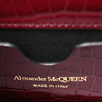 Alexander McQueen Shiny Crocodile Embossed Jeweled Satchel Madder 6 of 10