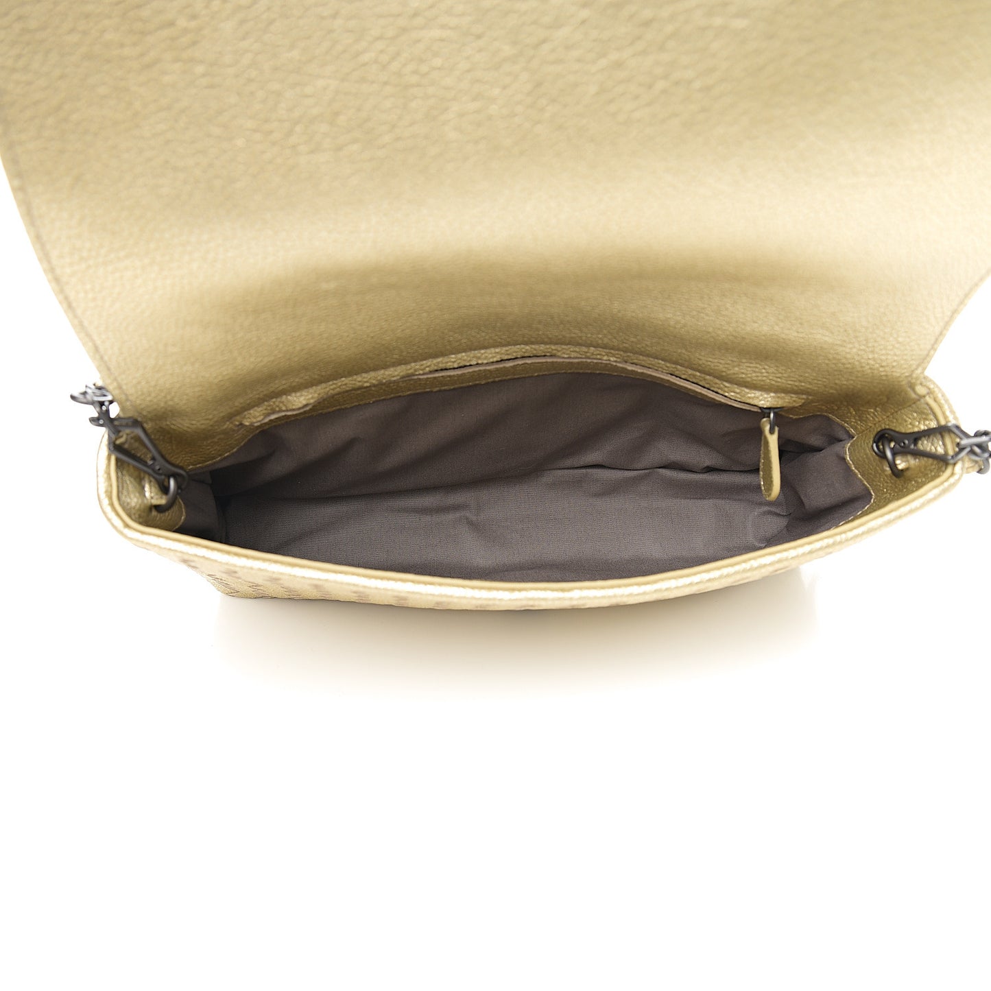 Metallic Goatskin Intrecciato Clutch Crossbody Gold