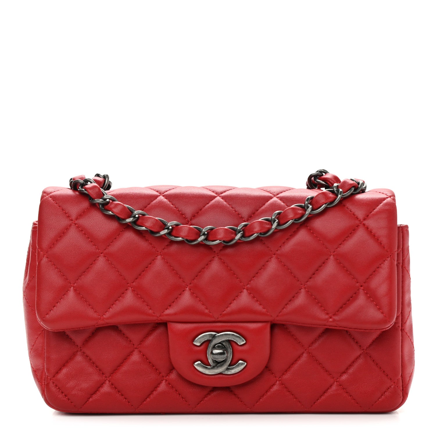 Chanel Lambskin Quilted Mini Rectangular Flap Red 1 of 11