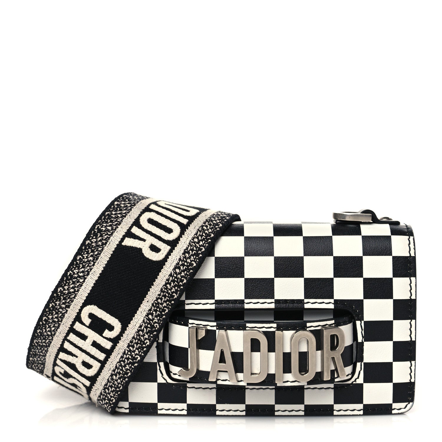 Christian Dior Calfskin Checkered Mini J'Adior Flap Bag Black White 1 of 5