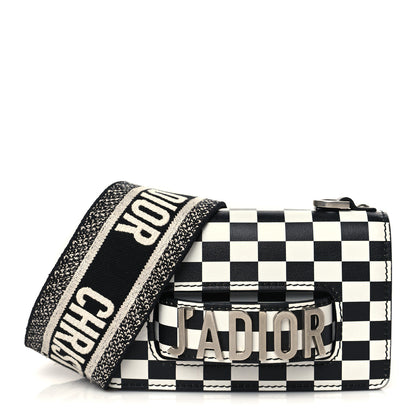 Christian Dior Calfskin Checkered Mini J'Adior Flap Bag Black White 1 of 5