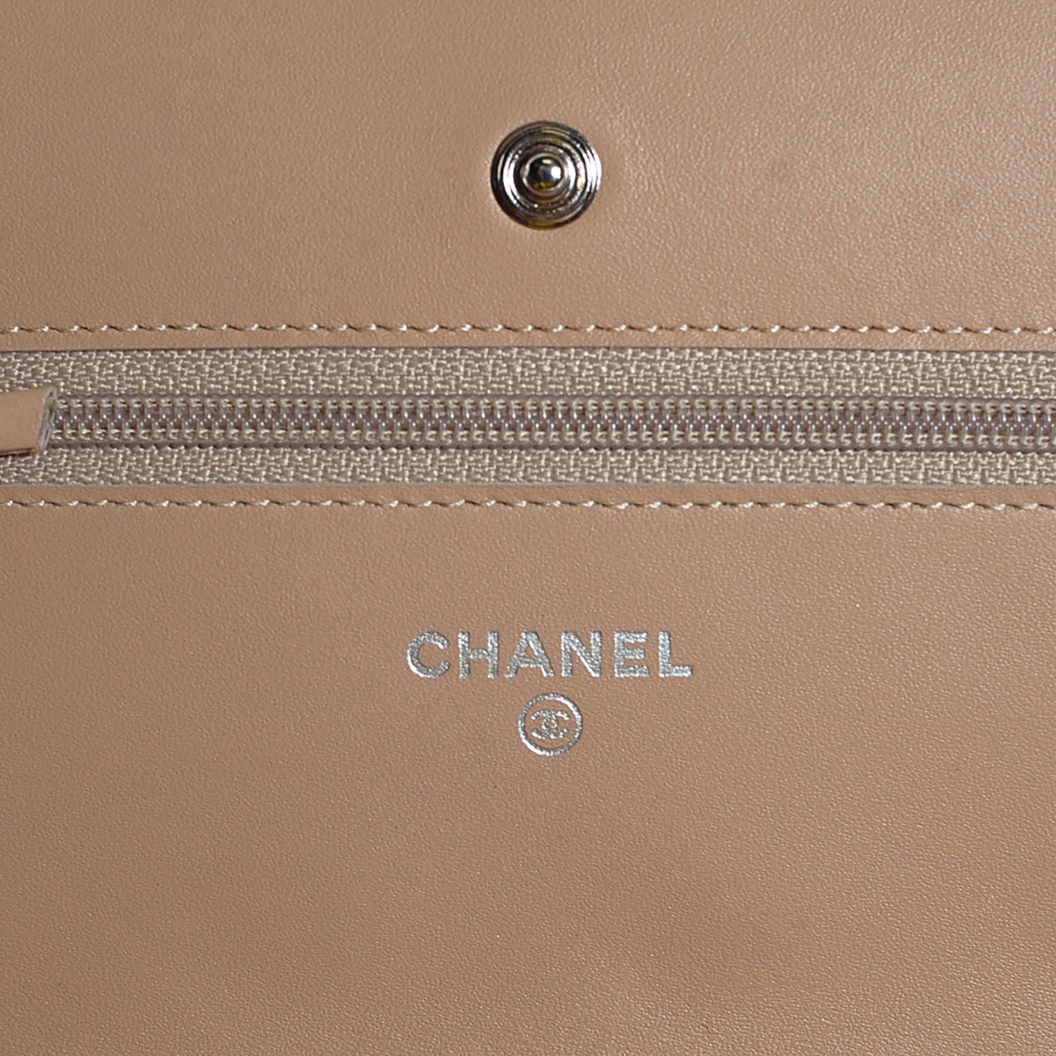 Chanel Patent Quilted Wallet On Chain WOC Beige 7 of 9