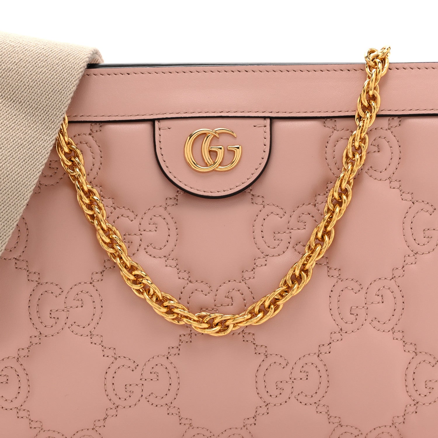 Gucci Calfskin GG Matelasse Small Slim Chain Shoulder Bag Perfect Pink Natural 9 of 11