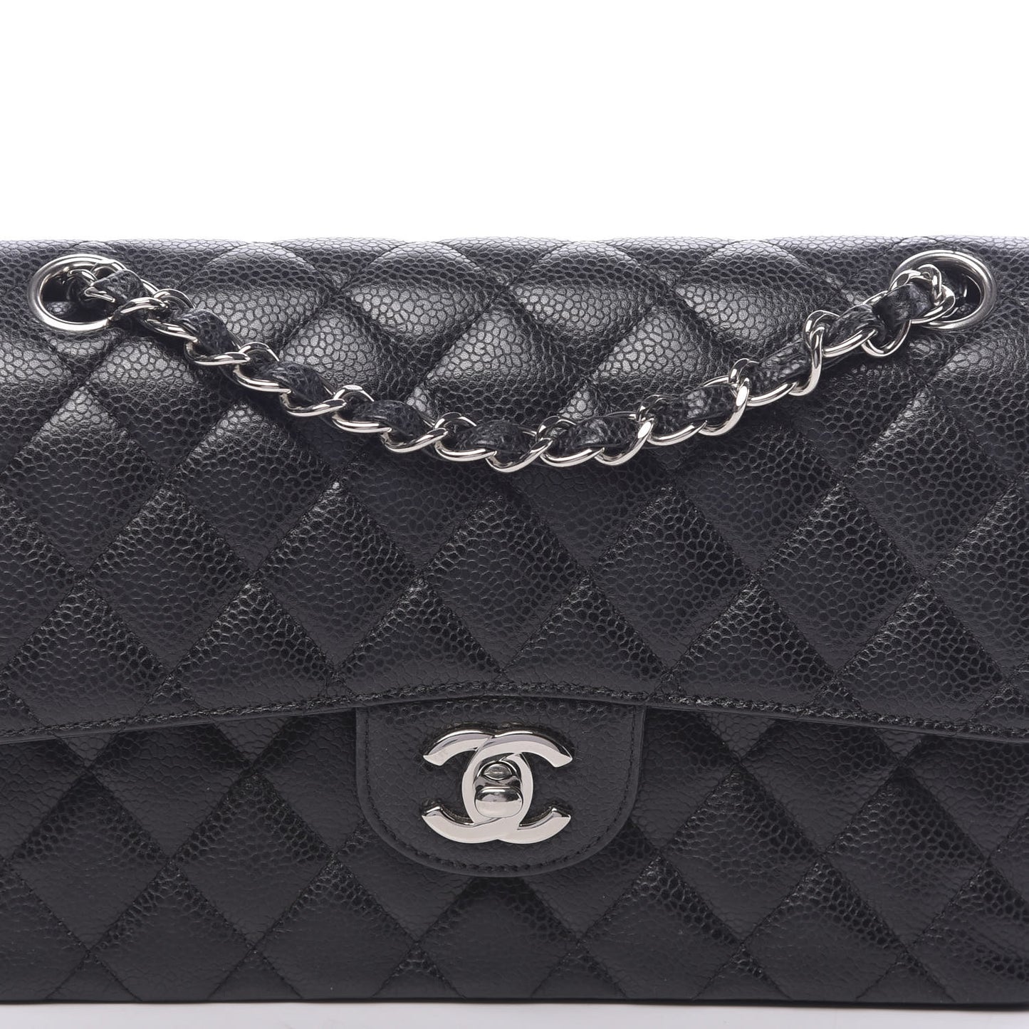 Caviar Quilted Small Double Flap Black