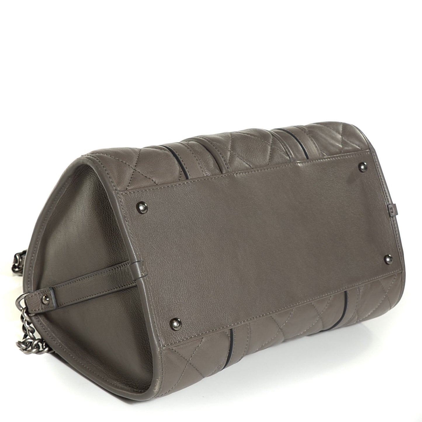 Calfskin Quilted Small Casual Riviera Bowling Bag Grey