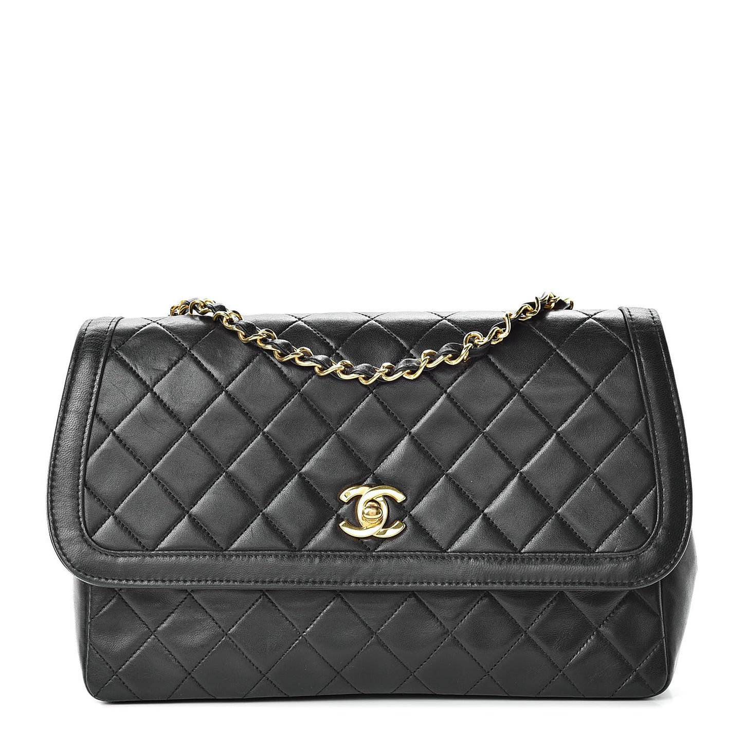 Lambskin Quilted Medium Single Flap Black