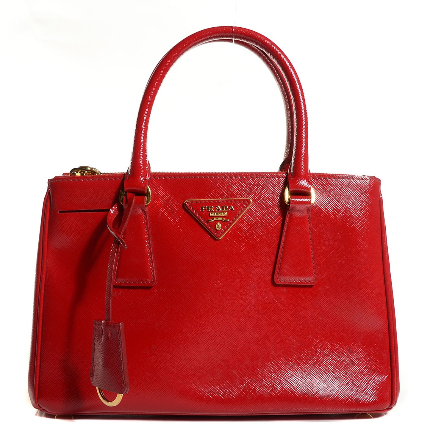 Saffiano Vernice Mini Double Zip Tote Rosso