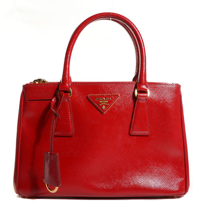 Prada Saffiano Vernice Mini Double Zip Tote Rosso 1 of 9