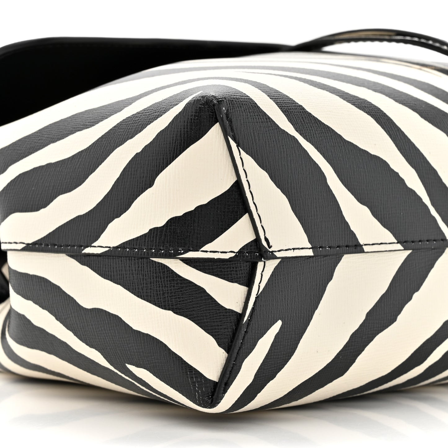 Saffiano Zebra Print Mini Lady Bag Black White