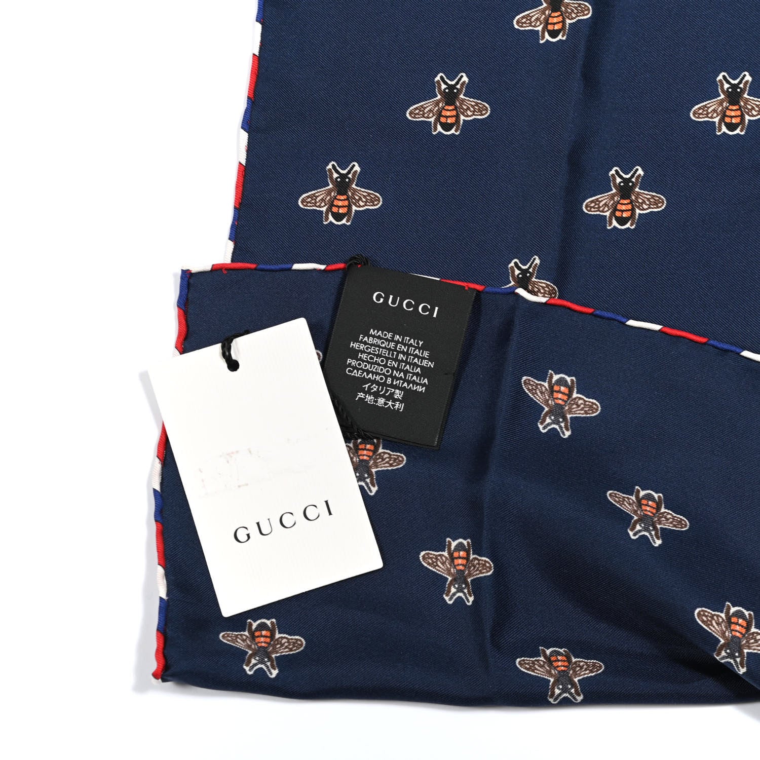 Gucci Silk Bees Pocket Square Blue 2 of 4