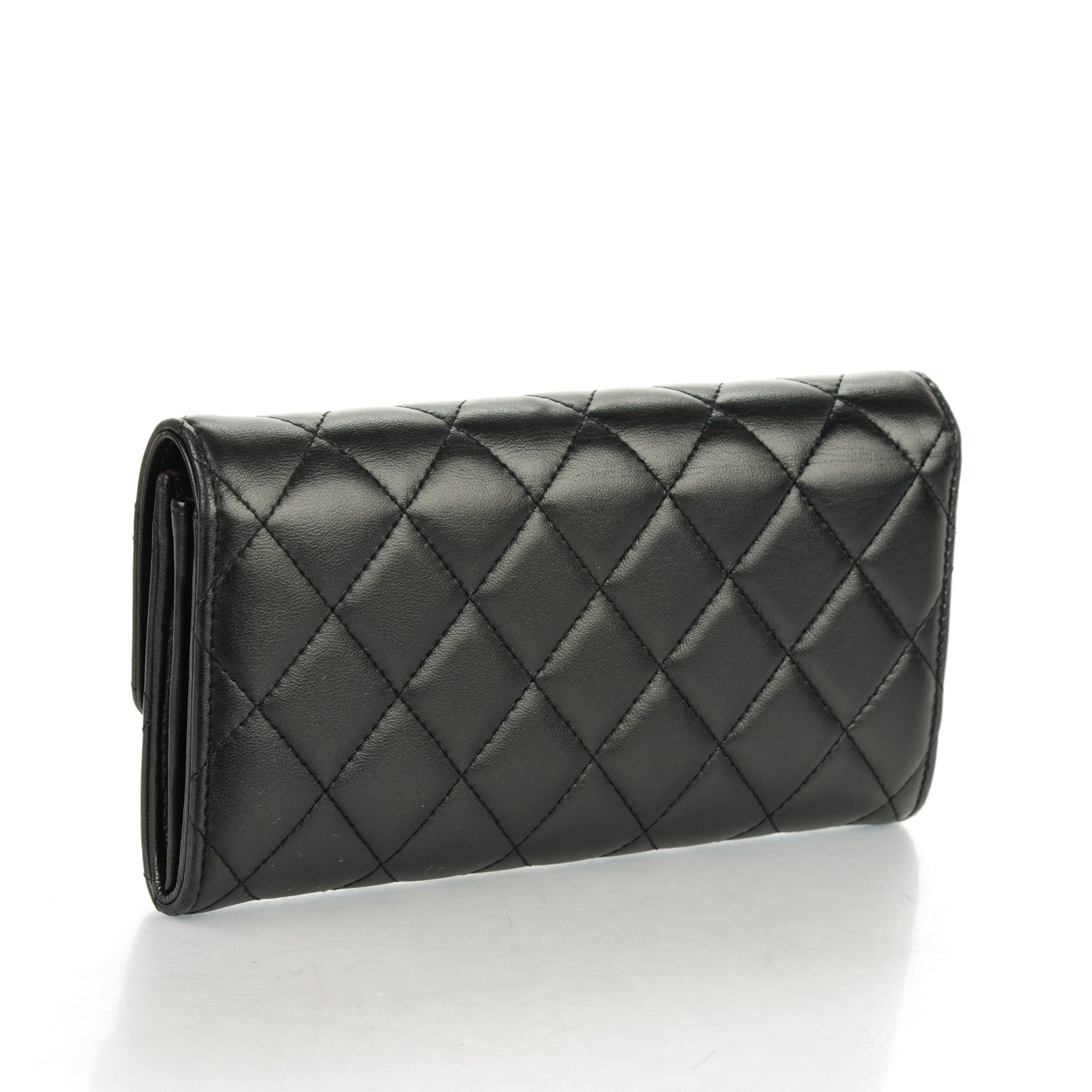Chanel Lambskin Quilted Large Gusset Flap Wallet Black 3 of 8