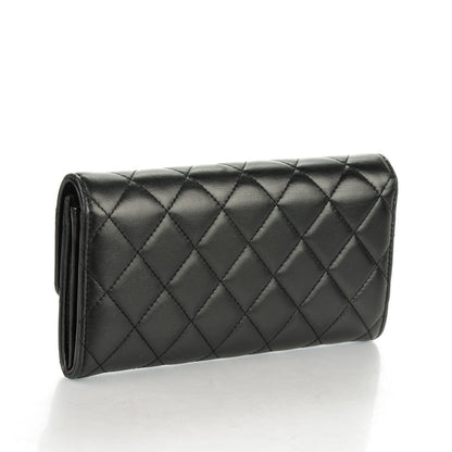 Chanel Lambskin Quilted Large Gusset Flap Wallet Black 3 of 8