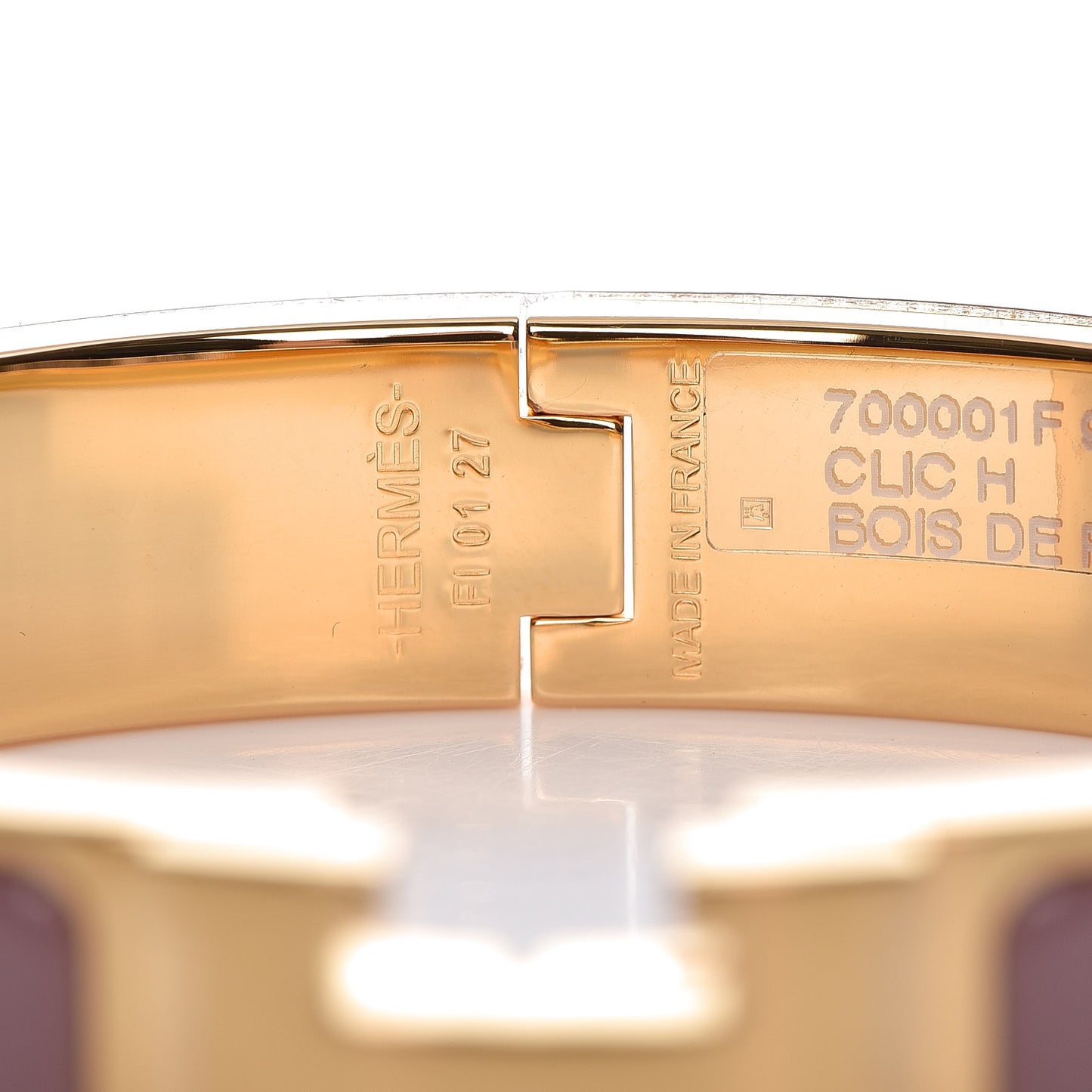 Enamel Narrow Clic Clac H Bracelet PM Bois De Rose