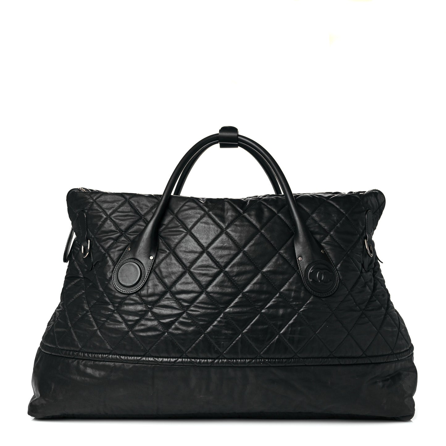 Coated Canvas Quilted Travel Bag Black