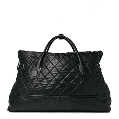 Chanel Coated Canvas Quilted Travel Bag Black 1 of 12