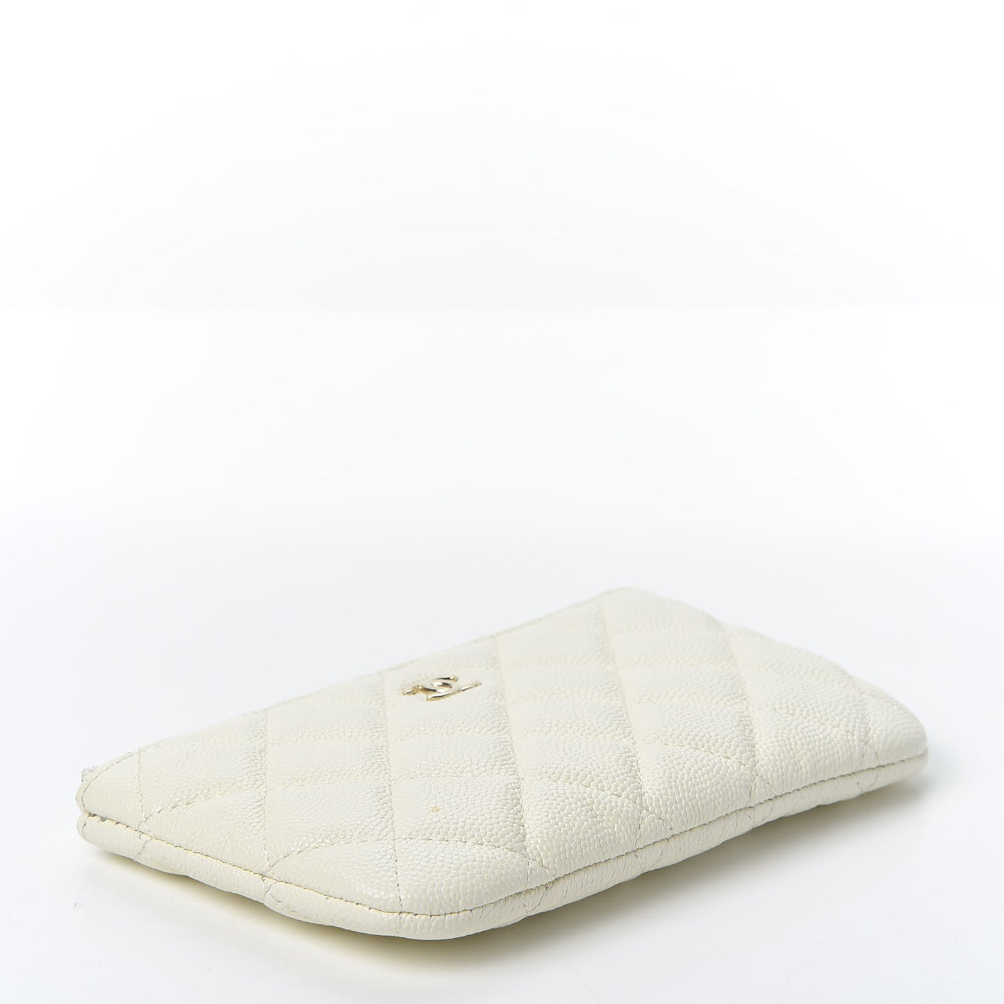 Caviar Quilted Small Cosmetic Case White