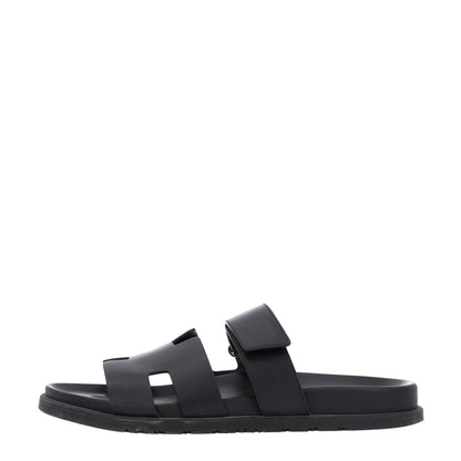 Hermes Calfskin Mens Chypre Sandals 42 Black 1 of 11