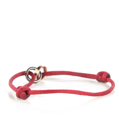 Cartier 18k Pink Gold Diamond Brown Ceramic Silk Adjustable Two Hoops Love Bracelet Red 4 of 10