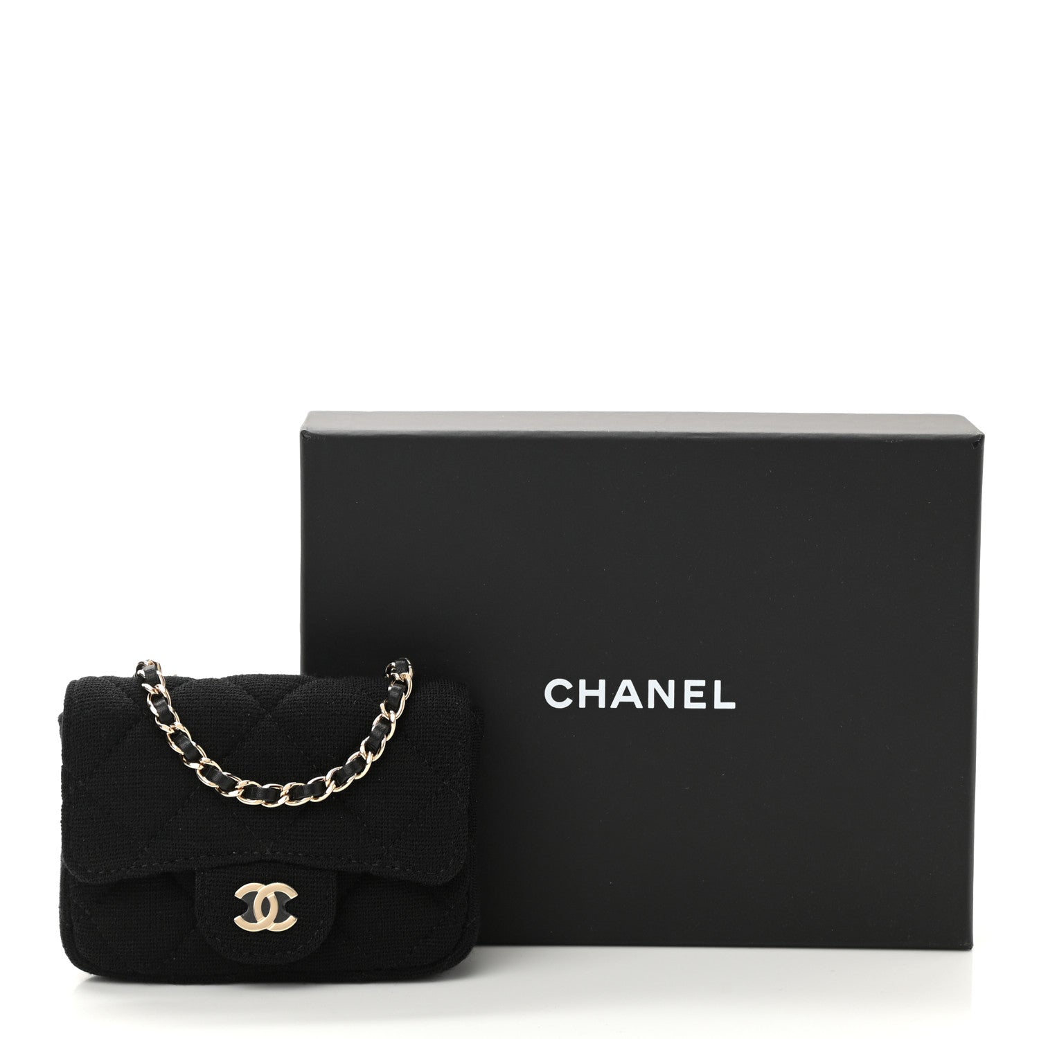 Chanel Jersey Quilted Flap Chain Waist Bag Black 12 of 12