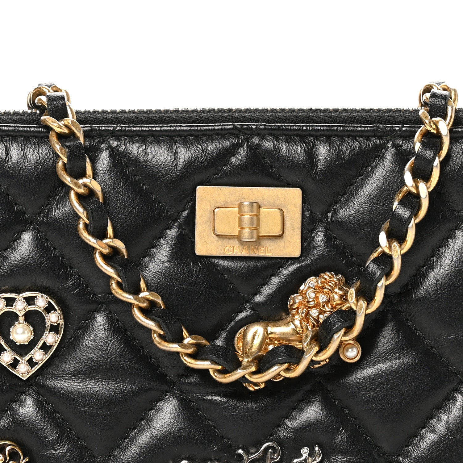 Chanel Aged Calfskin Lucky Charms 2.55 Reissue Small Clutch With Chain Black 10 of 12