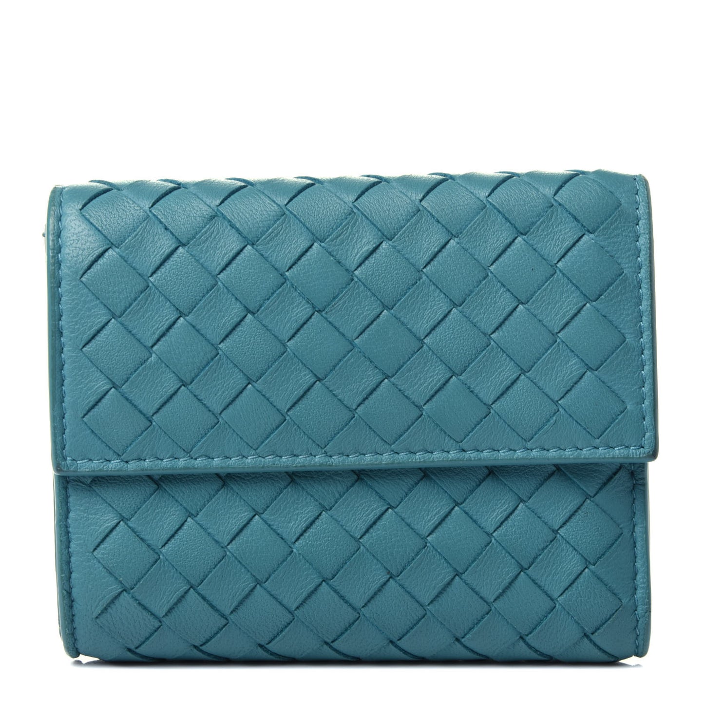 Nappa Intrecciato Trifold Wallet Lagoon