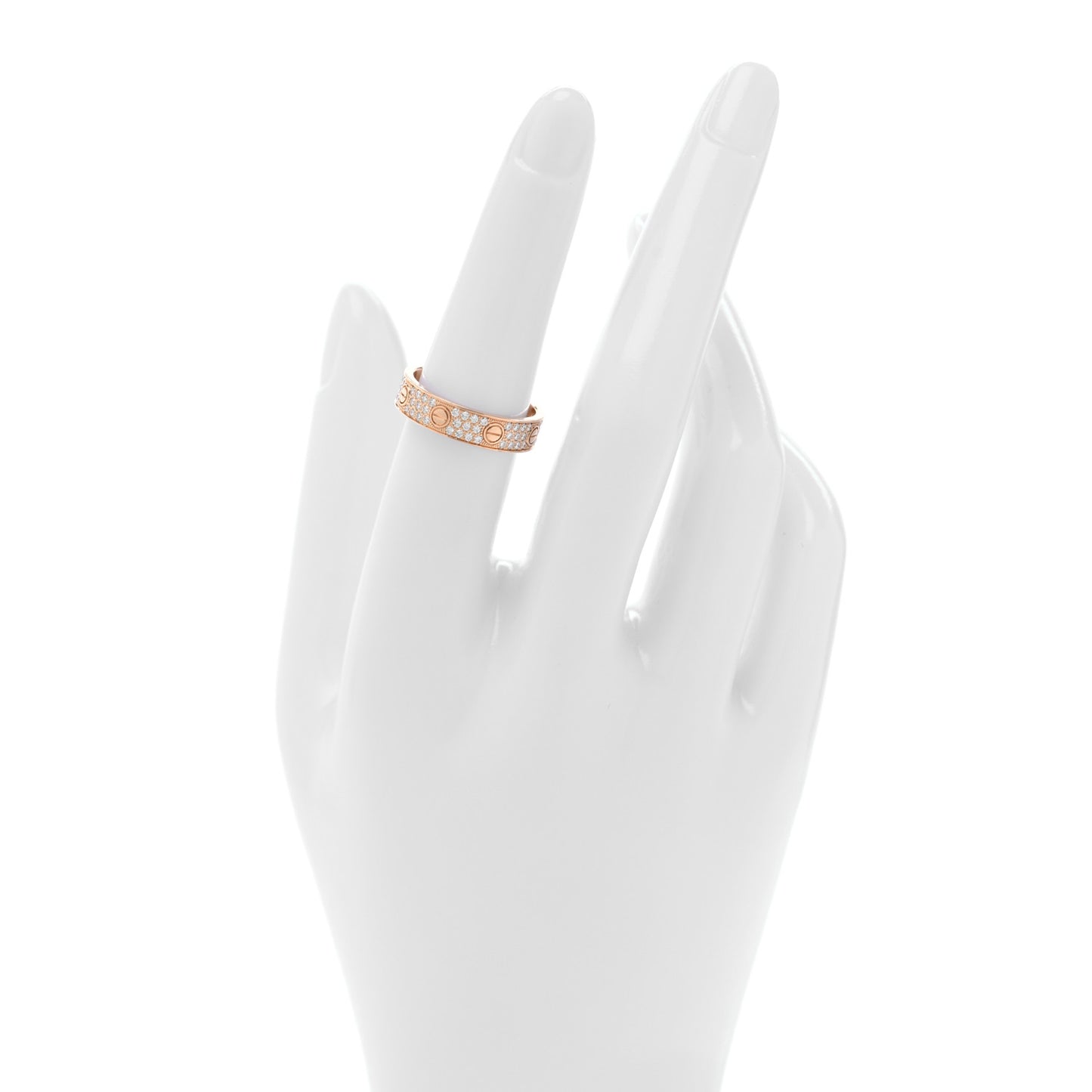 18K Pink Gold Diamond 5mm LOVE Wedding Paved Band Ring 53 6.5