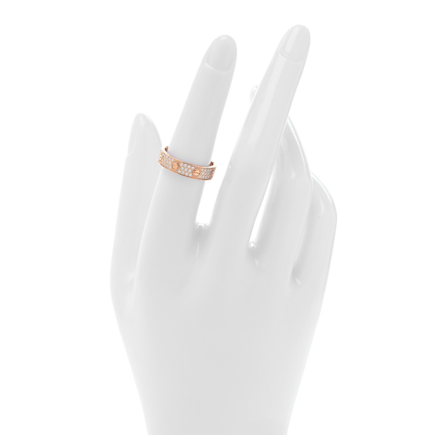 Cartier 18K Pink Gold Diamond 5mm LOVE Wedding Paved Band Ring 53 6.5 2 of 5