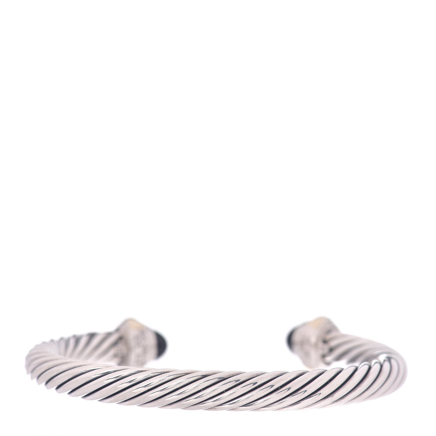 David Yurman Sterling Silver 14K Yellow Gold Black Onyx 7mm Cable Classics Bracelet 3 of 4