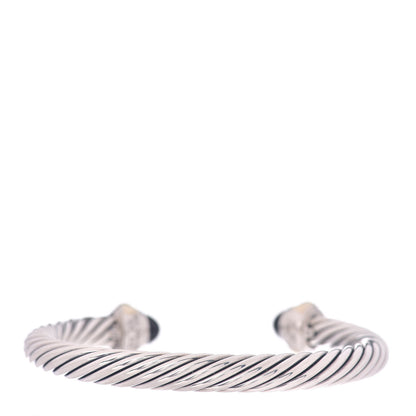 David Yurman Sterling Silver 14K Yellow Gold Black Onyx 7mm Cable Classics Bracelet 3 of 4