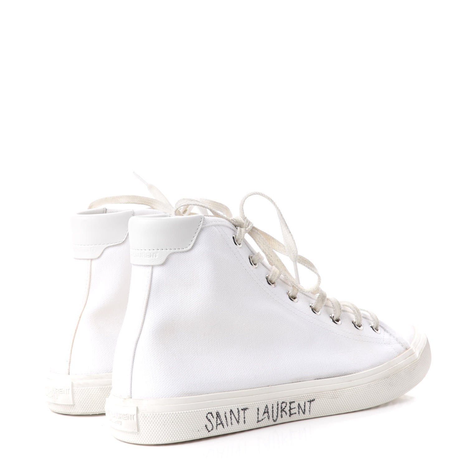 Saint Laurent Canvas Womens Malibu High Top Sneakers 38 Optic White 4 of 11