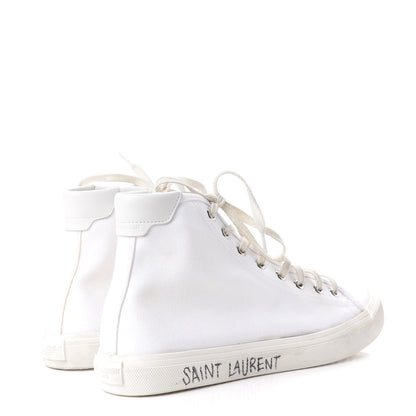 Saint Laurent Canvas Womens Malibu High Top Sneakers 38 Optic White 4 of 11