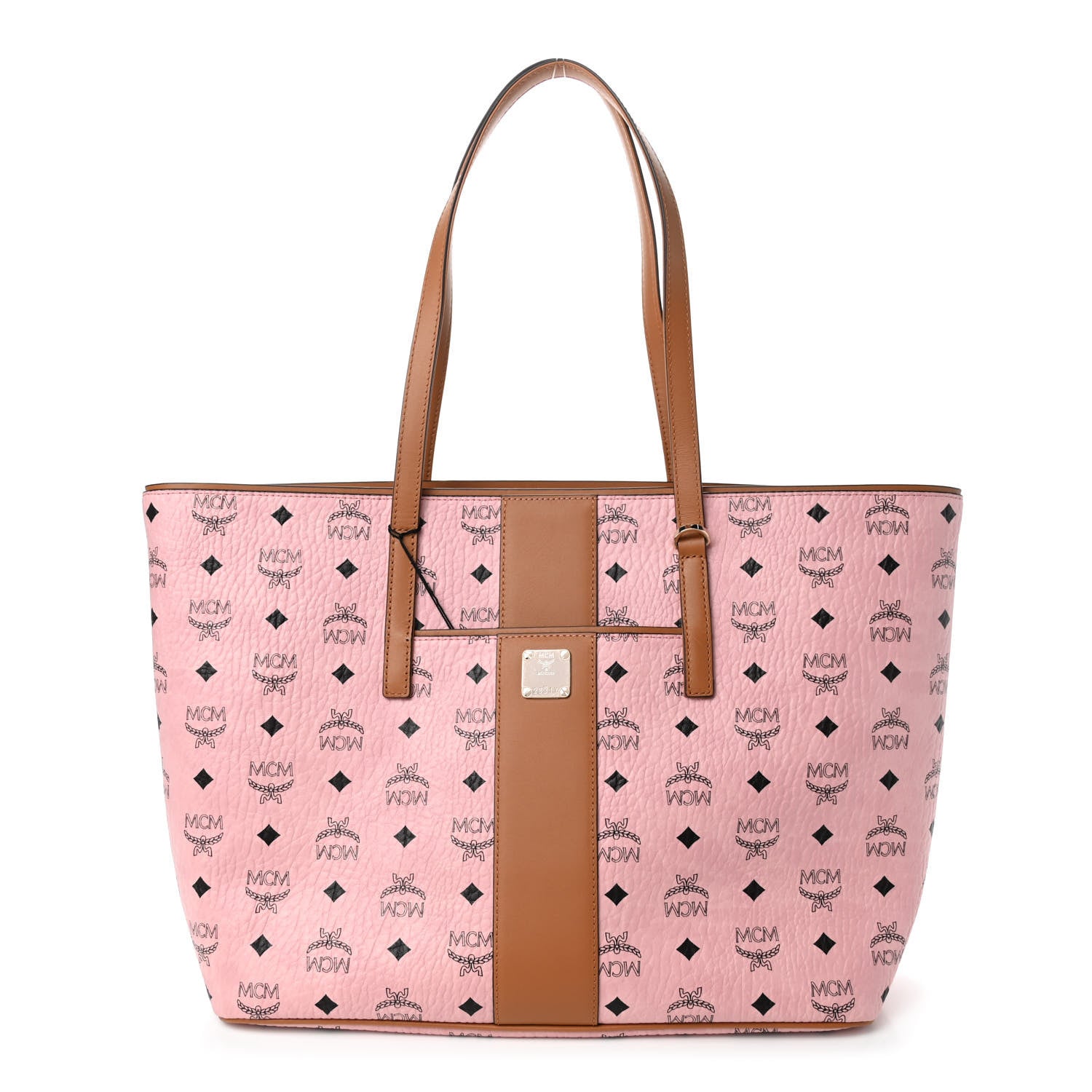 MCM Visetos Medium Anya Zip Top Shopper Tote Soft Pink 1 of 10