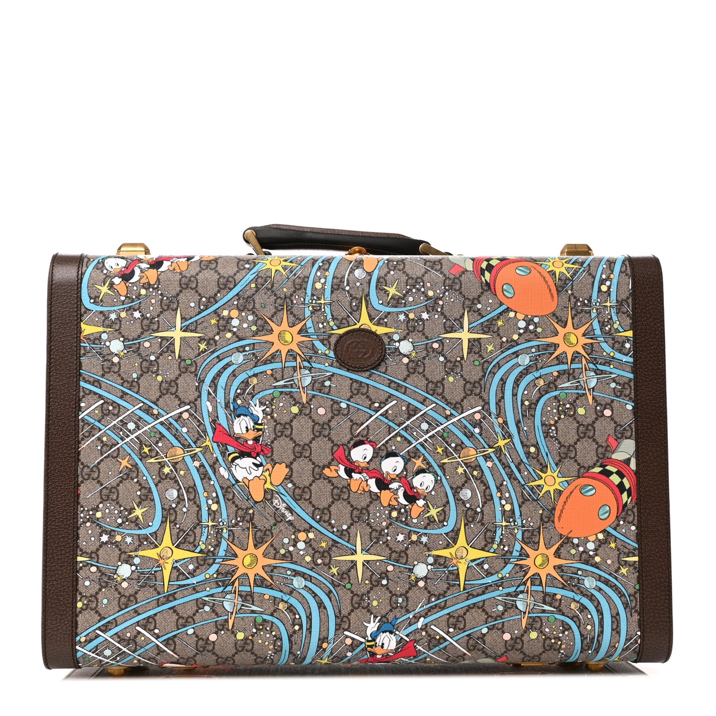 X DISNEY GG Supreme Monogram Donald Duck Retro Interlocking G Medium Savoy Suitcase Beige Multicolor New Acero