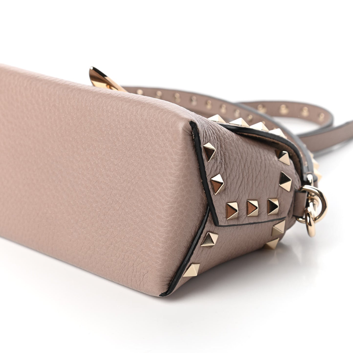 Pebbled Calfskin Mini Rockstud Crossbody Bag Poudre