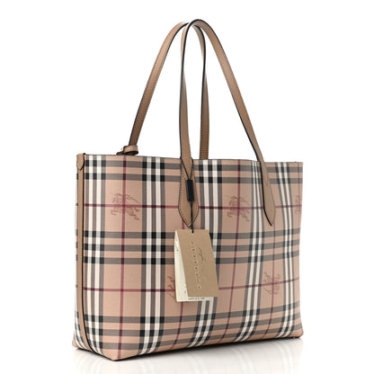 Burberry Grainy Calfskin Haymarket Check Medium Reversible Tote Camel 6 of 15