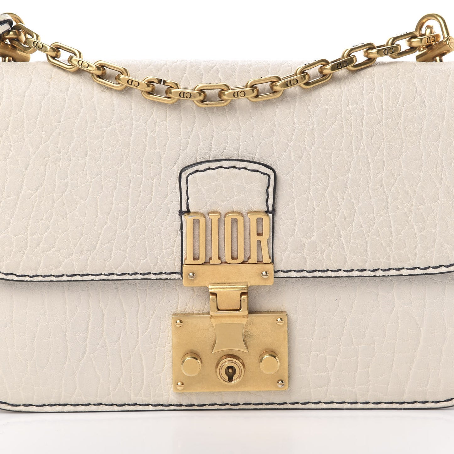 Canyon Grained Lambskin Small Dioraddict Flap Bag Ivory