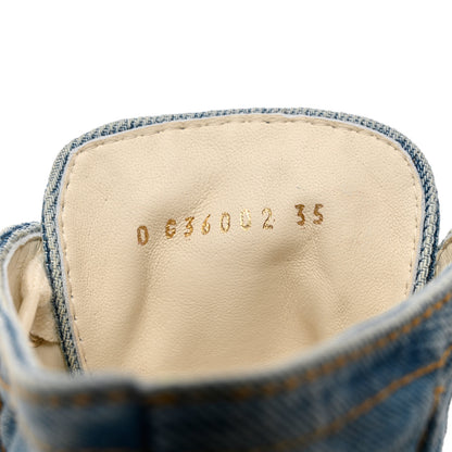 Chanel Denim Lace Up Boots 35 Light Blue 6 of 9