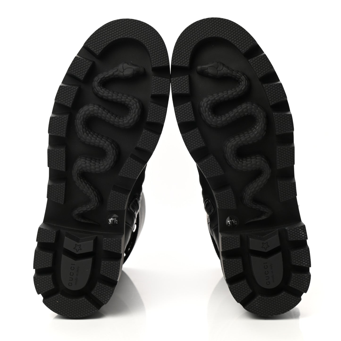 Nappa Frances GG Matelasse Platform Combat Boots 37.5 Black