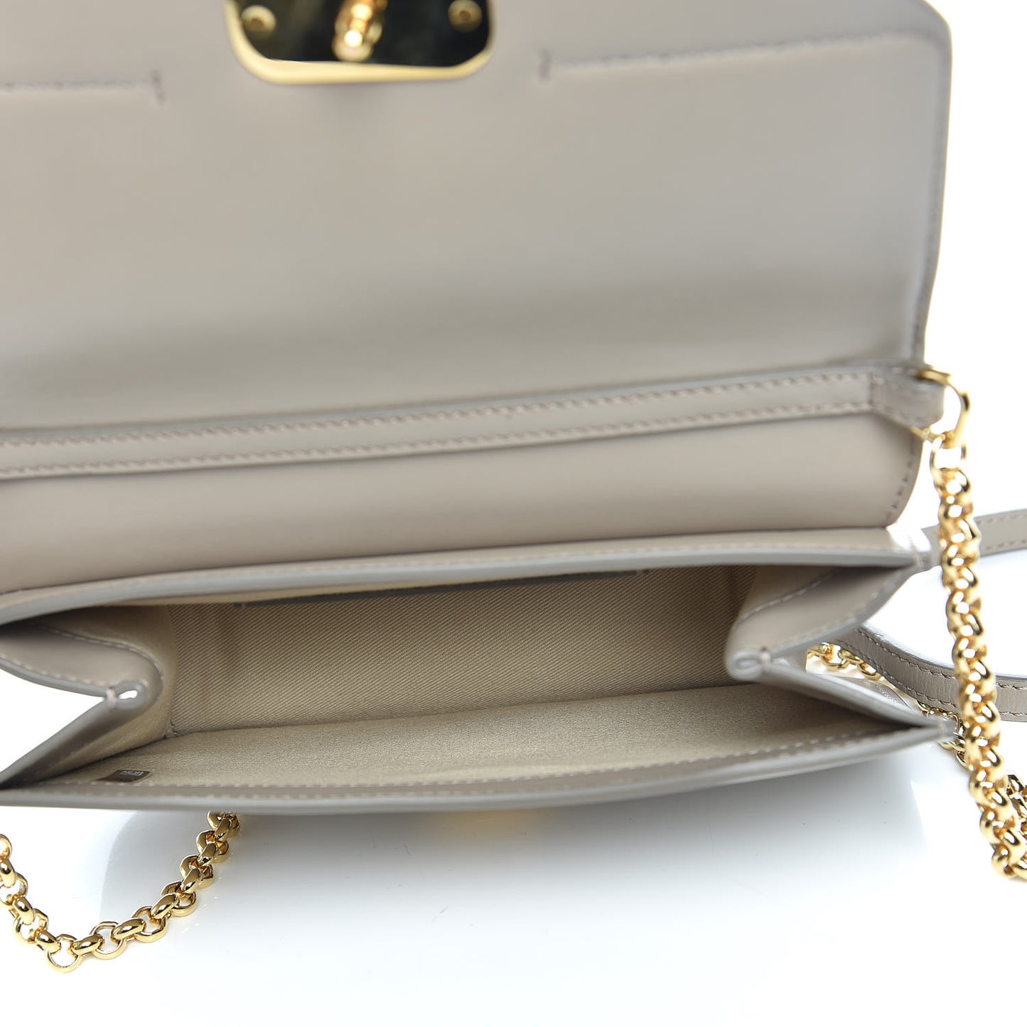 Calfskin Suede C Clutch With Chain Motty Grey