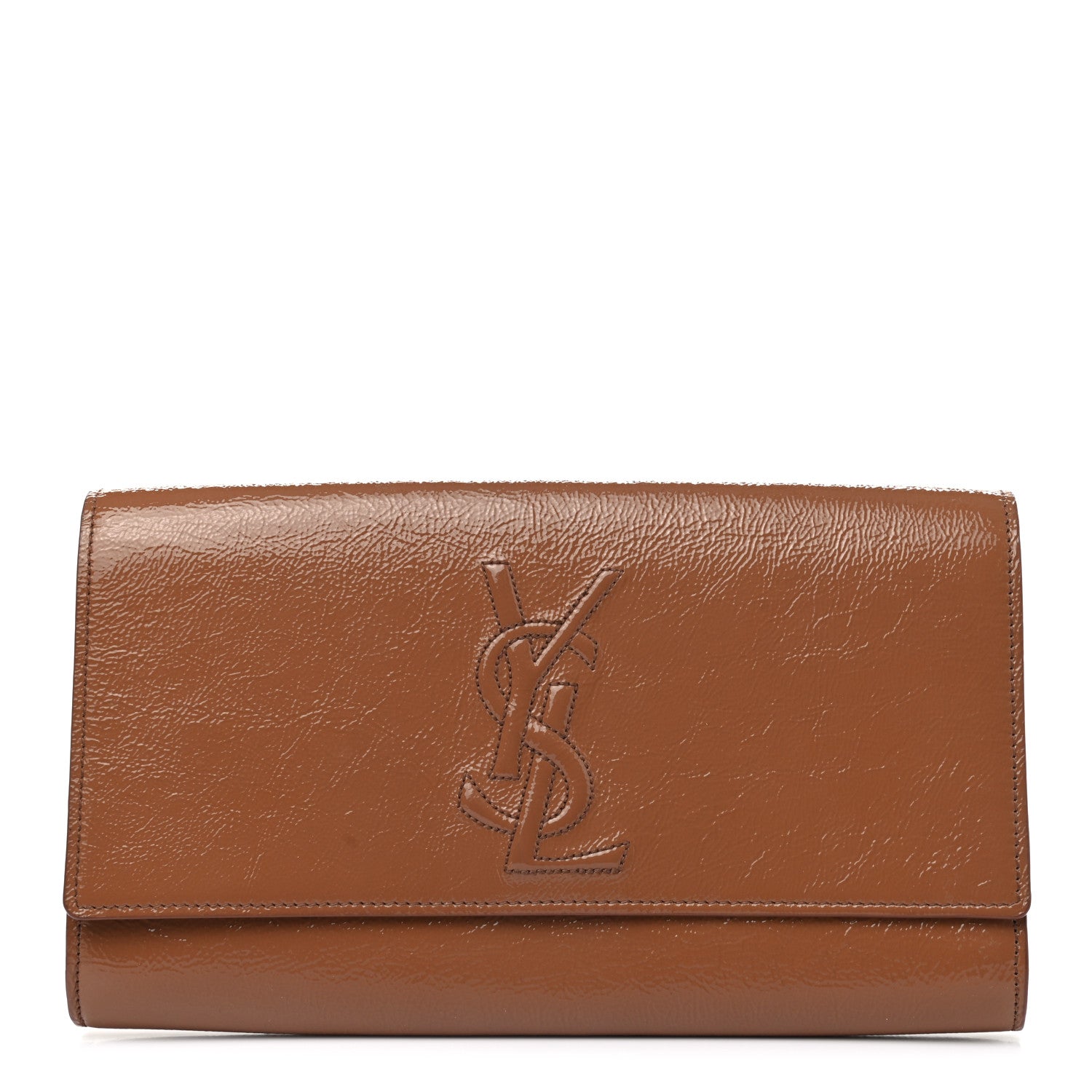 Saint Laurent Patent Calfskin Large Belle De Jour Clutch Nude 1 of 9