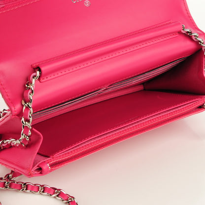 Chanel Patent Quilted Wallet On Chain WOC Fuchsia 5 of 8