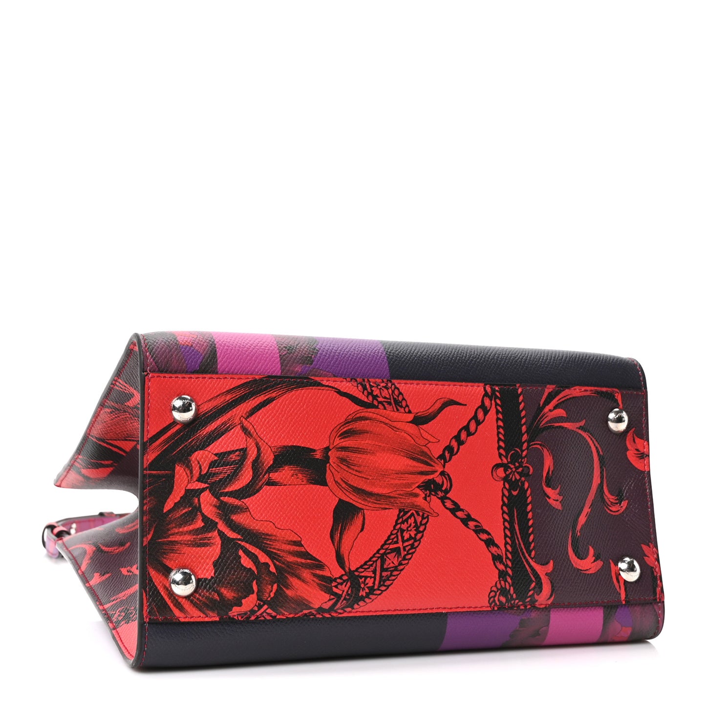Printed Calfskin Vara Bow Top Handle Tote Multicolor