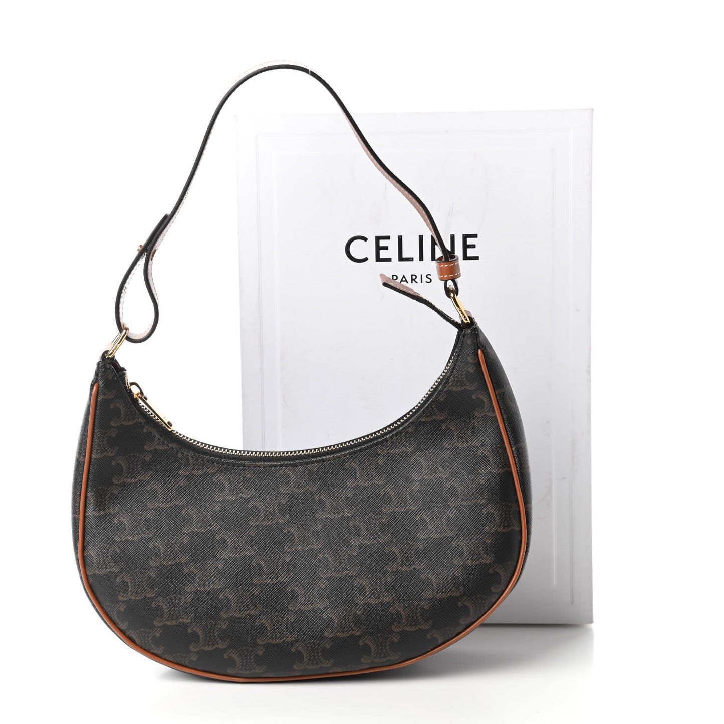 Triomphe Canvas Calfskin Ava Shoulder Bag Tan